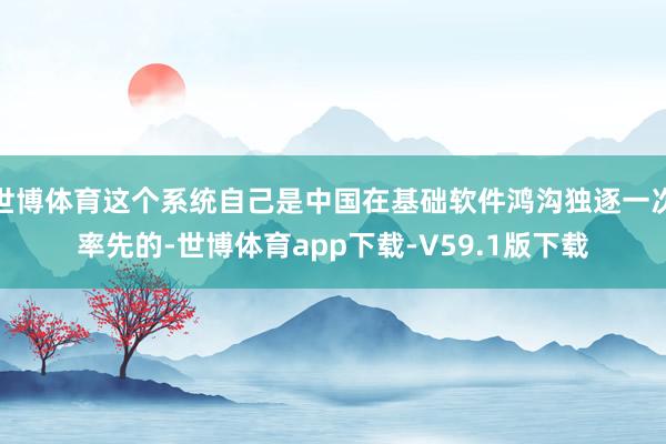 世博体育这个系统自己是中国在基础软件鸿沟独逐一次率先的-世博体育app下载-V59.1版下载