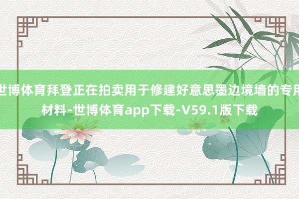 世博体育拜登正在拍卖用于修建好意思墨边境墙的专用材料-世博体育app下载-V59.1版下载