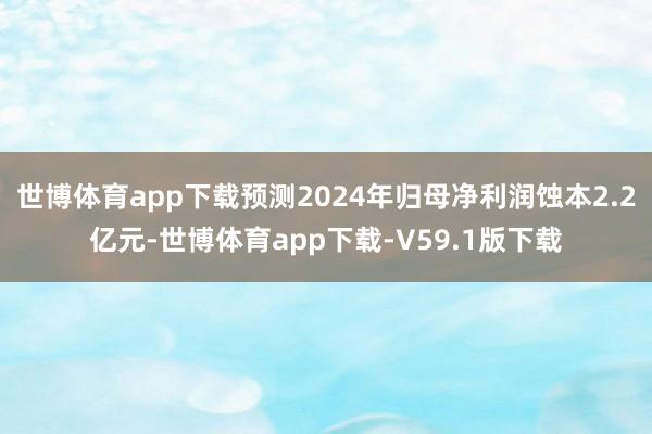 世博体育app下载预测2024年归母净利润蚀本2.2亿元-世博体育app下载-V59.1版下载