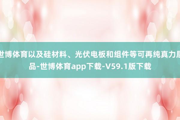 世博体育以及硅材料、光伏电板和组件等可再纯真力居品-世博体育app下载-V59.1版下载