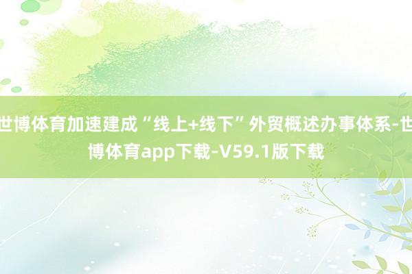 世博体育加速建成“线上+线下”外贸概述办事体系-世博体育app下载-V59.1版下载